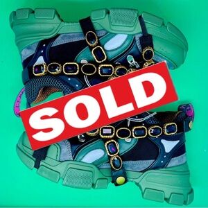 AUTHENTIC GUCCI WOMENS FLASHTREK CHUNKY GRAPHITE GREY SNEAKERS